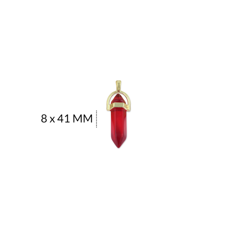 Pendulo cristal encasquetado zamak rojo bandera 8x41MM / REF-0758RB