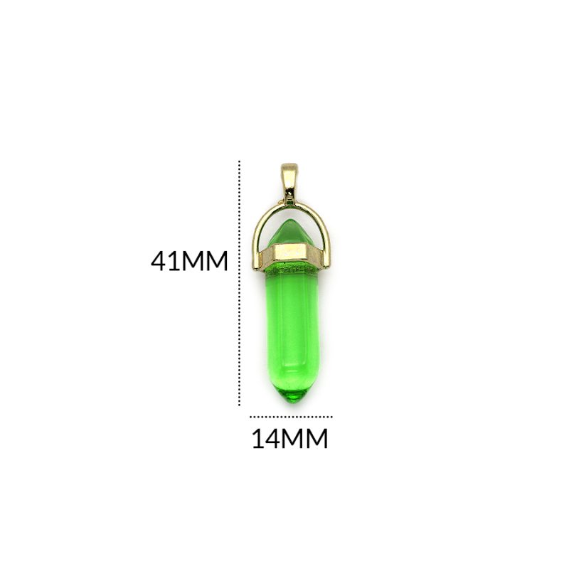 Pendulo en zamak cilindro cristal verde jade / 8x41mm / REF-0758VL