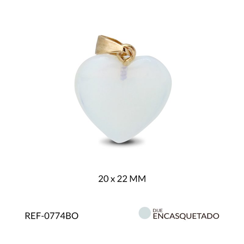 Dije pendulo dorado corazon piedra n opalo 20 x 23 mm / x und / Ref-0774BO