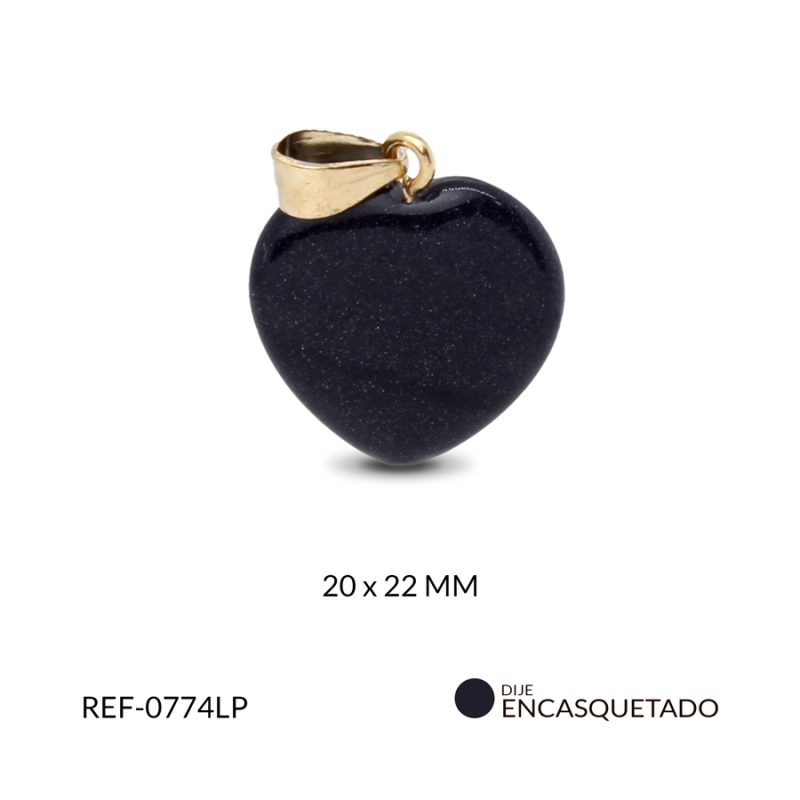 Dije corazón piedra natural lluvia de plata 20 x 22 mm / x unidad / Ref-0774LP / Ref-0774LP