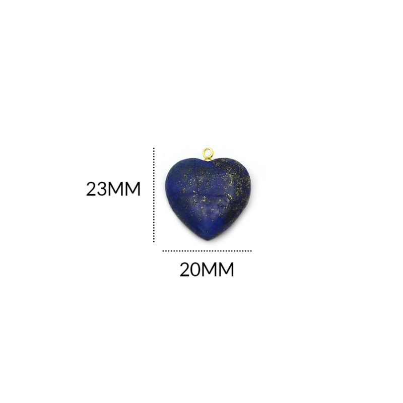 Dije corazón piedra lapislázuli 20 x 23 mm encasquetado acero dorado / x unidad / Ref-0774LA / Ref-0774LA
