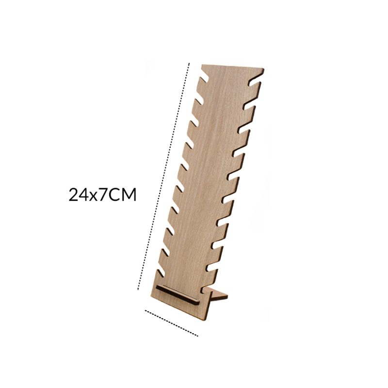 Exhibidor madera para collar 20 ranura 24x7cm color café / x unidad / Ref-08845 / Ref-08845