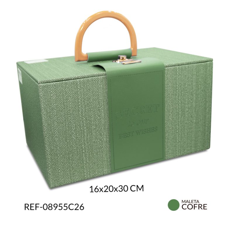 Organizador cofre estilo maleta portátil color verde 16x20x30 cm / x unidad / ref-08955C26