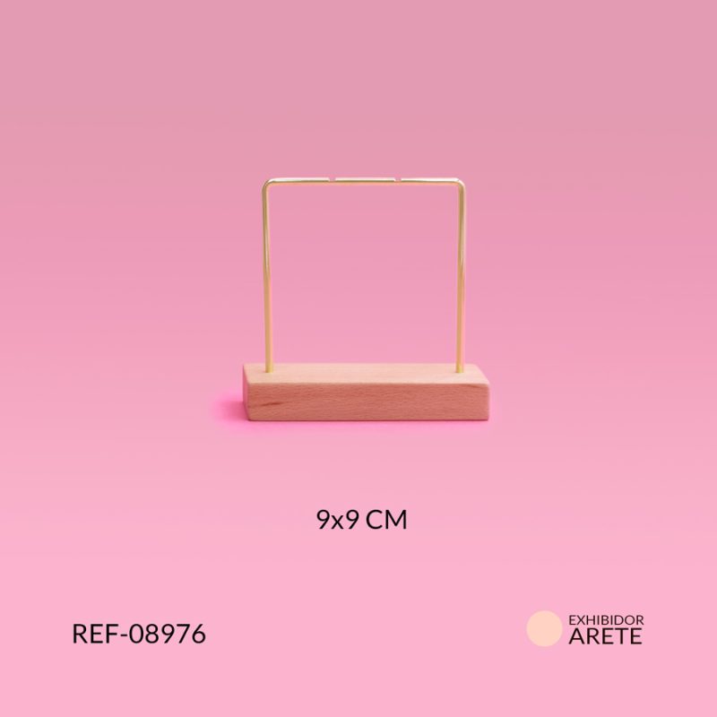 Exhibidor arete base madera con arco de metal 9x9cm / x unidad / Ref-08976 / Ref-08976