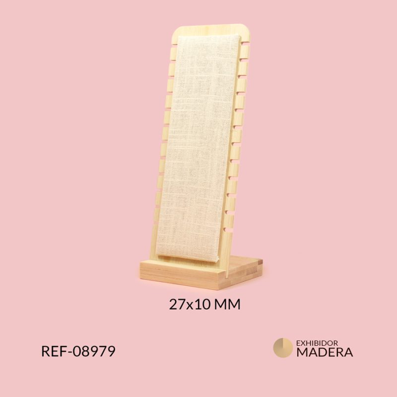 Exhibidor con base en madera gasa beige multiusos 24 ranuras 27x10cm / x unidad / Ref-08979 / Ref-08979