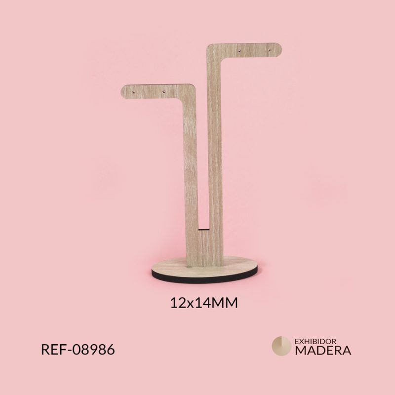 Exhibidor madera MDF para arete figura doble L 14x12mm / x unidad / Ref-08986 / Ref-08986