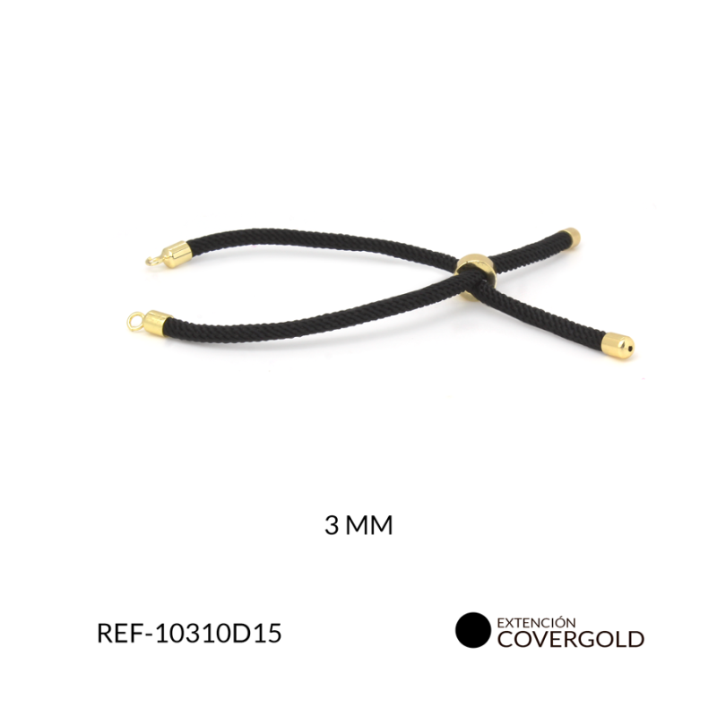 Extensión covergold cordon negro para pulsera 3 mm / x unidad / Ref-10310D15 / Ref-10310D15