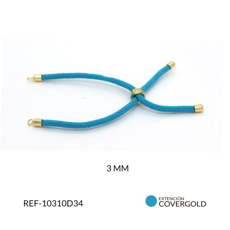 Extension covergold para pulsera 3mm cordon azul z /  x unidad / Ref-10310D34 / Ref-10310D34