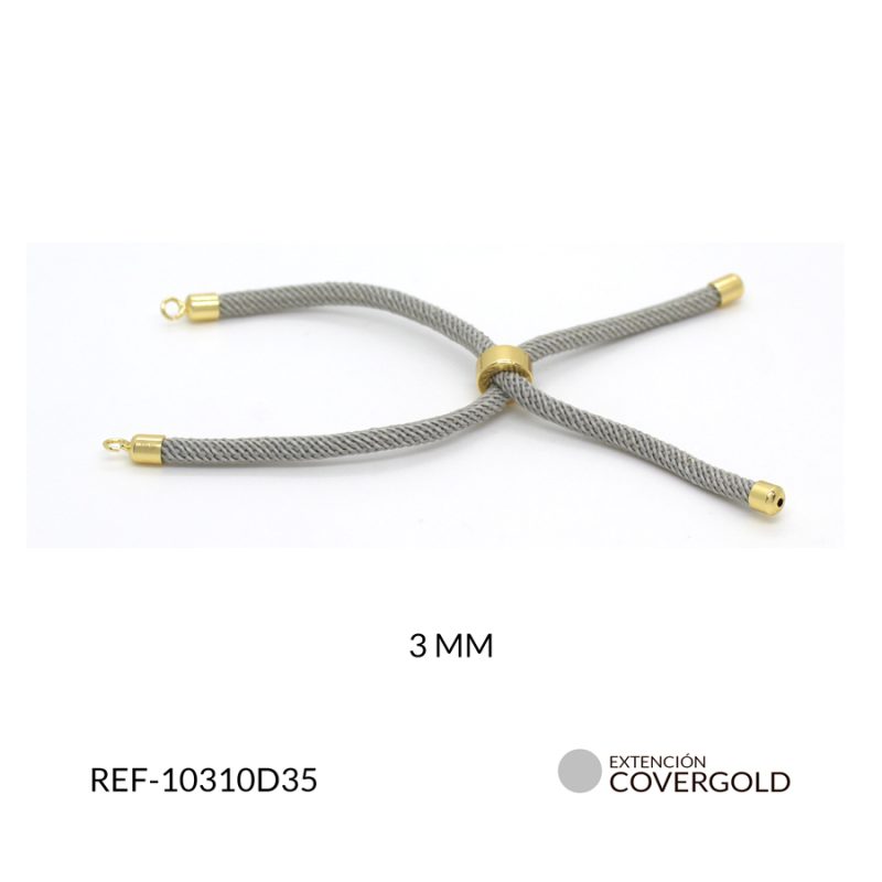 Extensión covergold para pulsera 3mm cordon gris / x unidad / Ref-10310D35 / Ref-10310D35