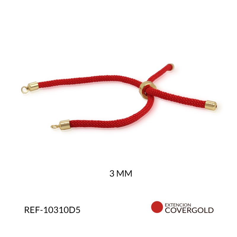 Extensión covergold cordón rojo para pulsera 3mm / x unidad / Ref-10310D5 / Ref-10310D5