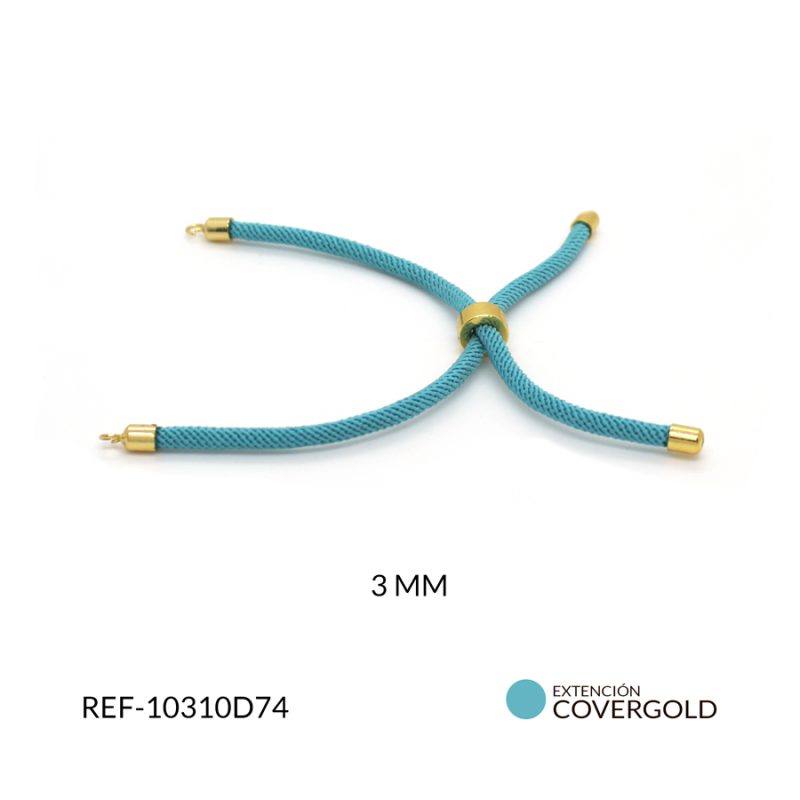 Extensión covergold para pulsera 3 mm cordon azul cielo / x unidad / Ref-10310D74 / Ref-10310D74