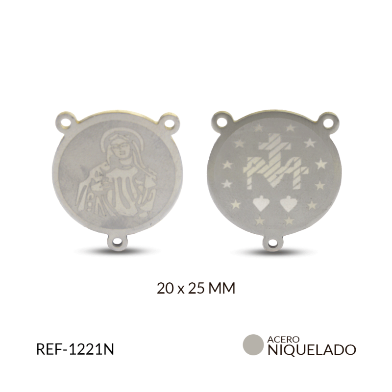 Crucero acero redondo Virgen del Carmen 20 x 25 mm / x unidad / REF-1221N