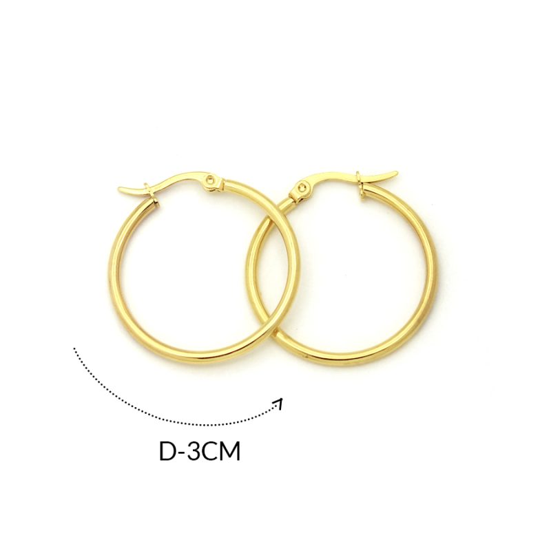 Candonga en Acero 3 cm color dorado / x par / Ref-12271 / Ref-12271