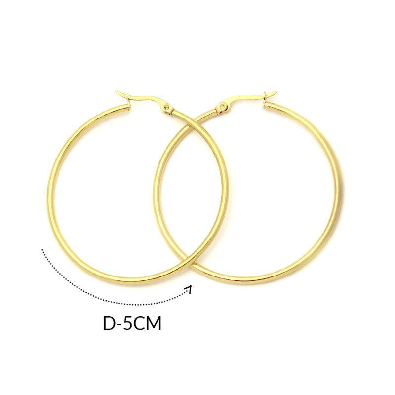 Candonga en Acero 5cm color dorado / x par / Ref-12362 / Ref-12362