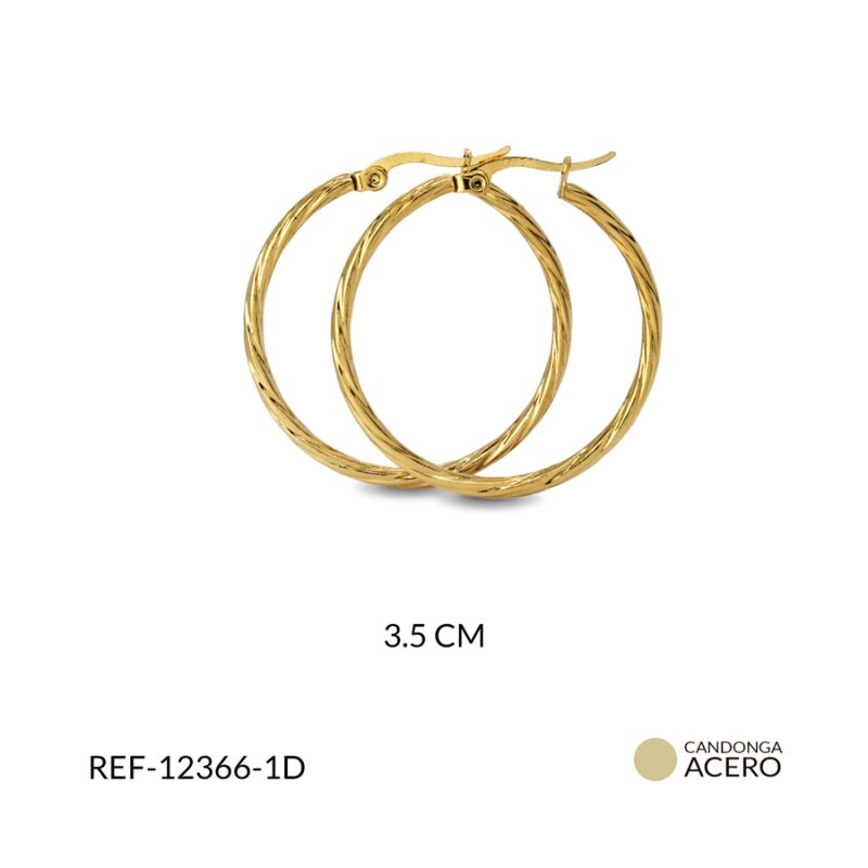 Candonga en acero 3.5 cm color dorado / x par / Ref-12366-1D
