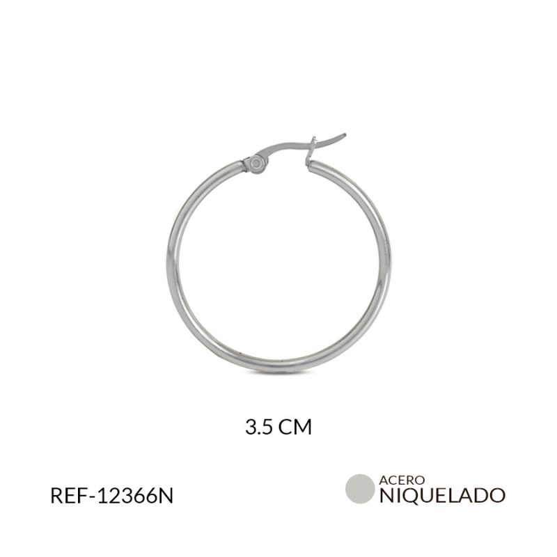Candonga acero 3.5cm plateada  / x par / Ref-12366N / Ref-12366N
