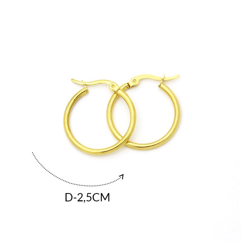 Candonga en acero 2.5 cm color dorado / x par / Ref-12514 / Ref-12514