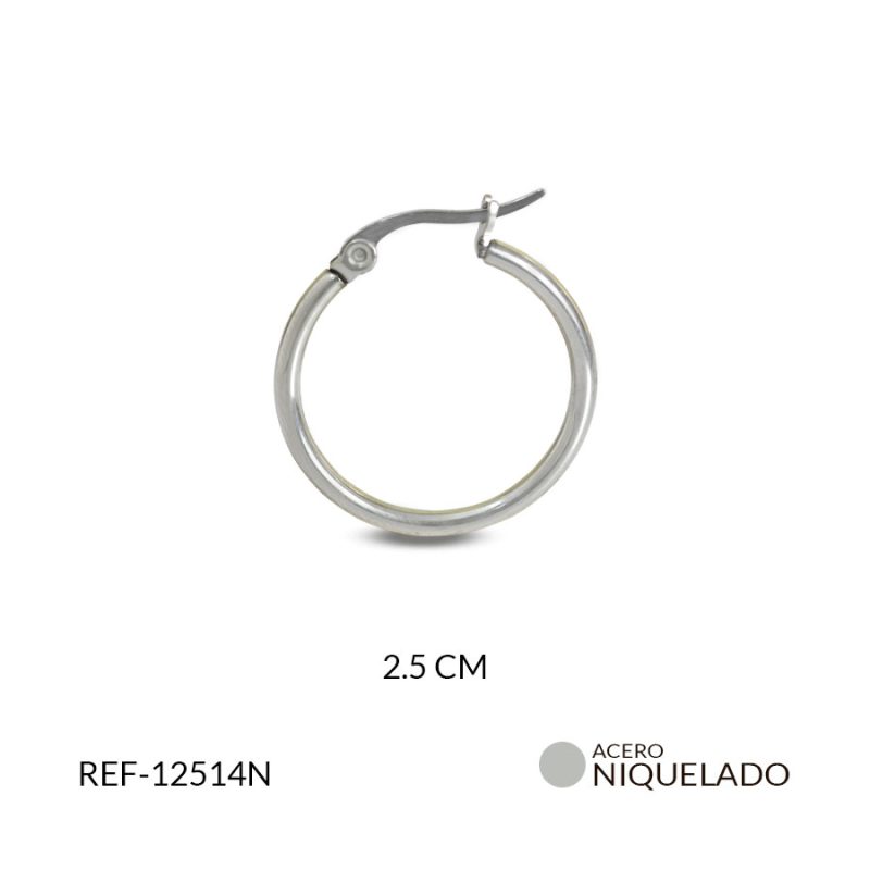 Candonga en acero 2.5 cm color niquelado / x par / REF-12514N
