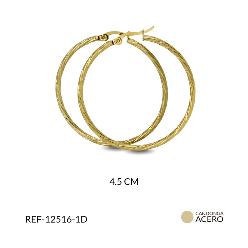 Candonga en acero 4.5 cm color dorado / x par / Ref-12516-1D