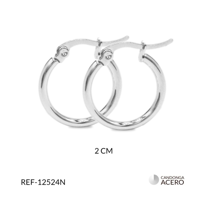 Candongas acero 2cm plateada / x par / Ref-12524N / ref-12524N