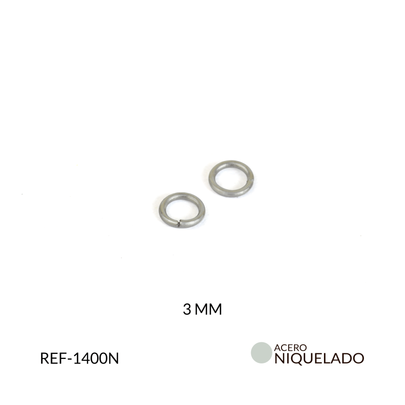 Argolla acero cal-0.30 A 0.70 3MM / paquete x 12 unidades / Ref-1400N / Ref-1400N