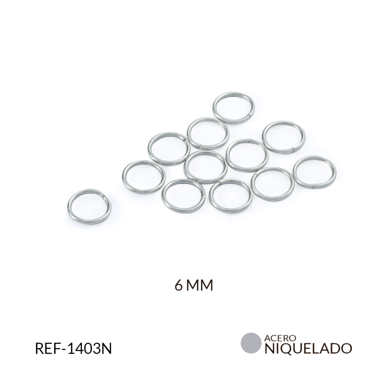 Argolla acero 6 mm / paquete x 12 unidades / Ref-1403N / Ref-1403N