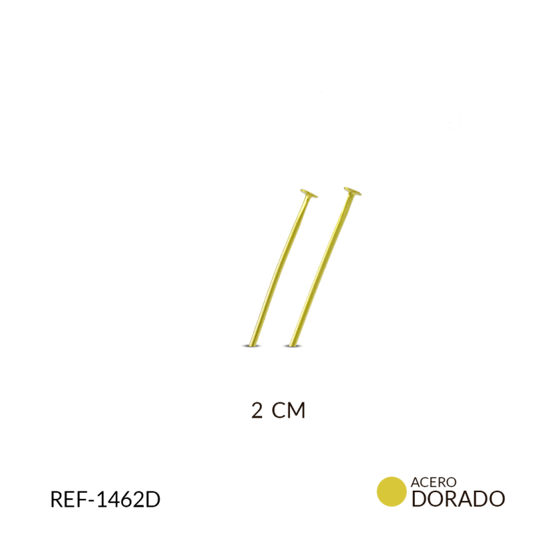 Alfiler acero dorado cabeza plana 2.0 cm / paquete x 12 unidades / REF-1462D