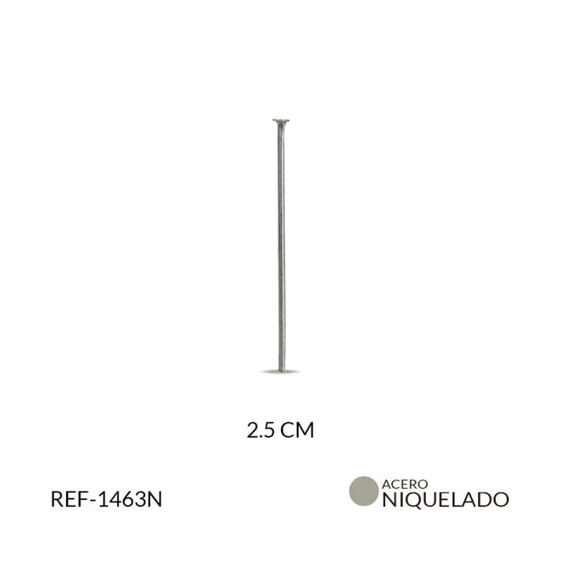 Alfiler acero cabeza plana 2.5 cm color niquelado / Paquete x 12 unidades / Ref-1463N / Ref-1463N