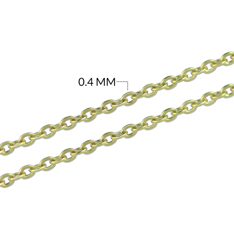 Cadena acero eslabon punto diamante 0.4 mm color dorado / x metro / REF-1530-2D