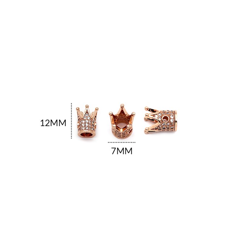 Separador rodinado corona rosada circón plateado 12x7mm / x unidad / Ref-15887R / REF-15887R