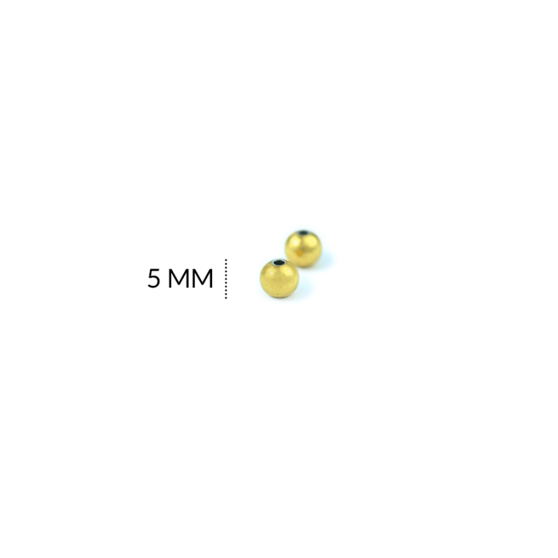 Balin acero macizo 5mm boca pequeña color dorado / Paquete x 6 und / Ref-1603D