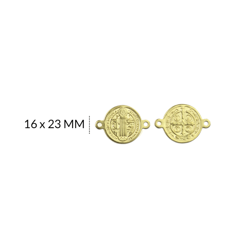Cento pulsera acero dorado san benito fundido 16 x 33 mm / x und / Ref-16057D / Ref-16057D