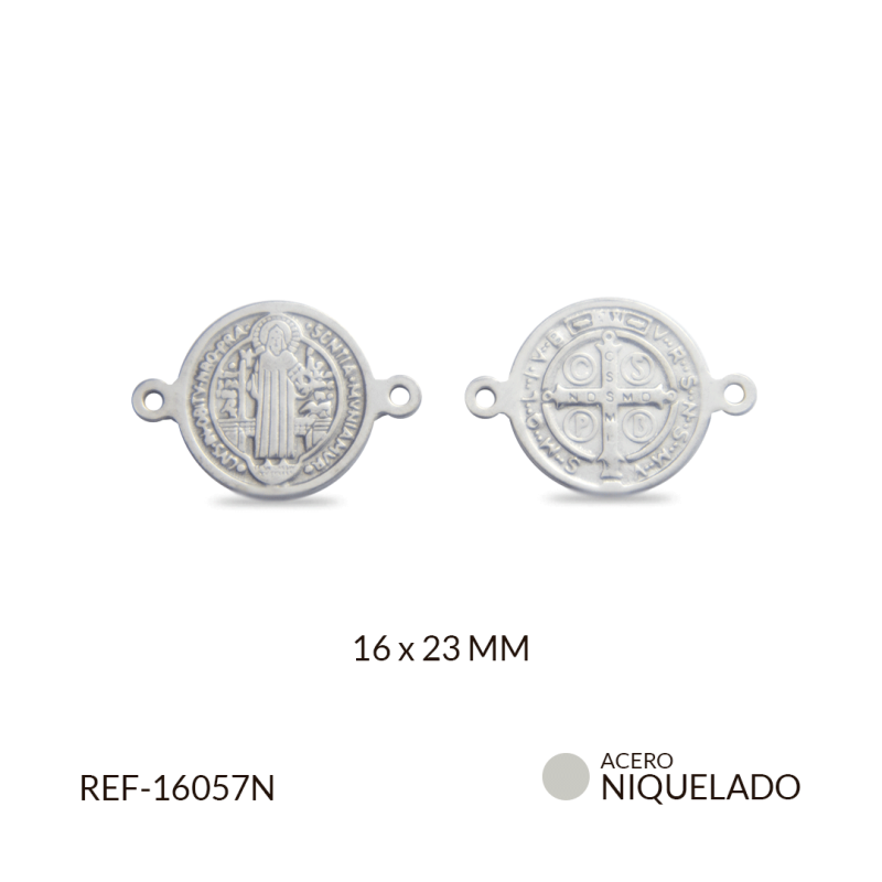 Centro pulsera acero san benito fundido 16x23mm / x unidad / Ref-16057N / Ref-16057N