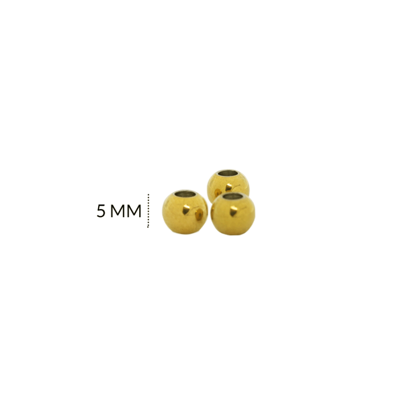 Balin en acero macizo boca ancha 5 mm color dorado / Paquete x 12 unidades / Ref-1623D / Ref-1623D