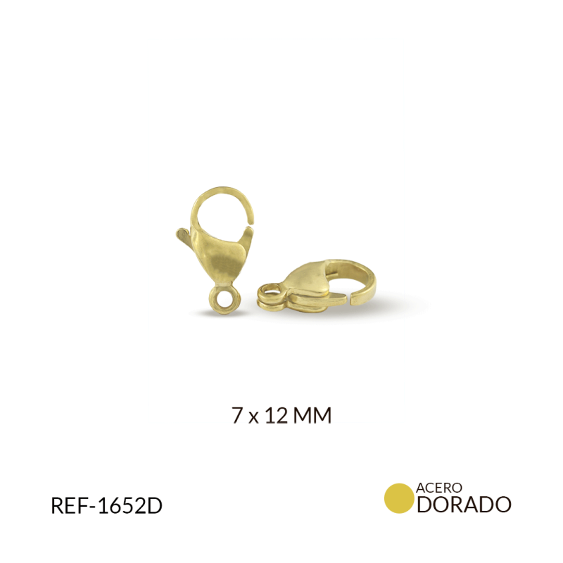 Broches en acero picoloro 12mm color dorado / Paquete x 3 unidades / Ref-1652D / Ref-1652D