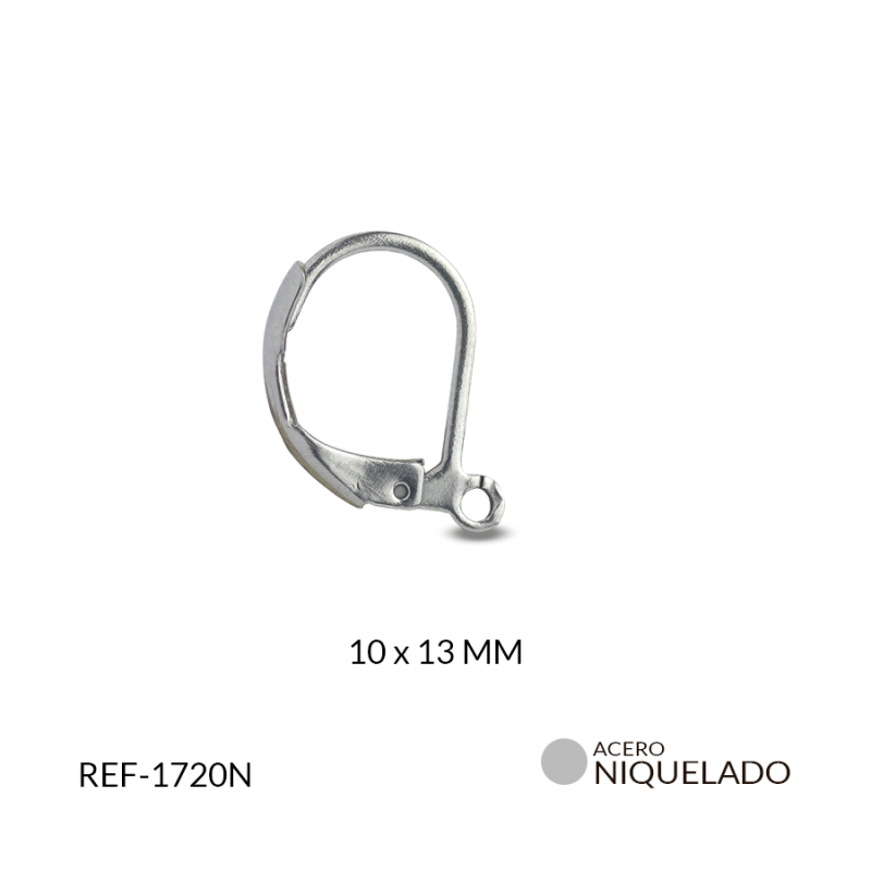 Anzuelo en acero catalan sencillo redondo niquelado 10x13mm / x par / Ref-1720N / REF-1720N