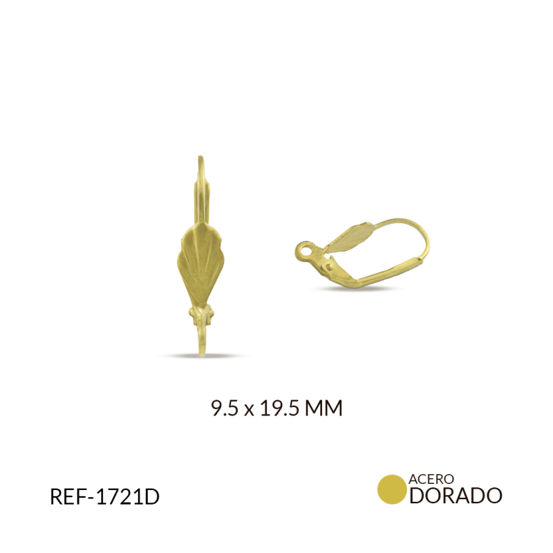 Anzuelo en acero catalán flor dorado 9.5x19.5mm / x par / Ref-1721D / Ref-1721D
