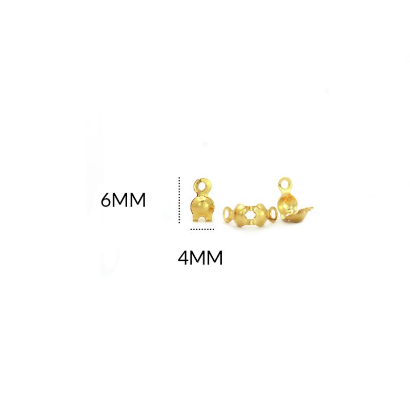Terminal en acero tapanudo 6x4mm color dorado / Paquete x 12 unidades / Ref-1744D / REF-1744D