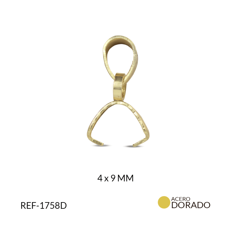 Cargador uña acero 4 x 9 mm color dorado / Paquete x 3 und / REF-1758D