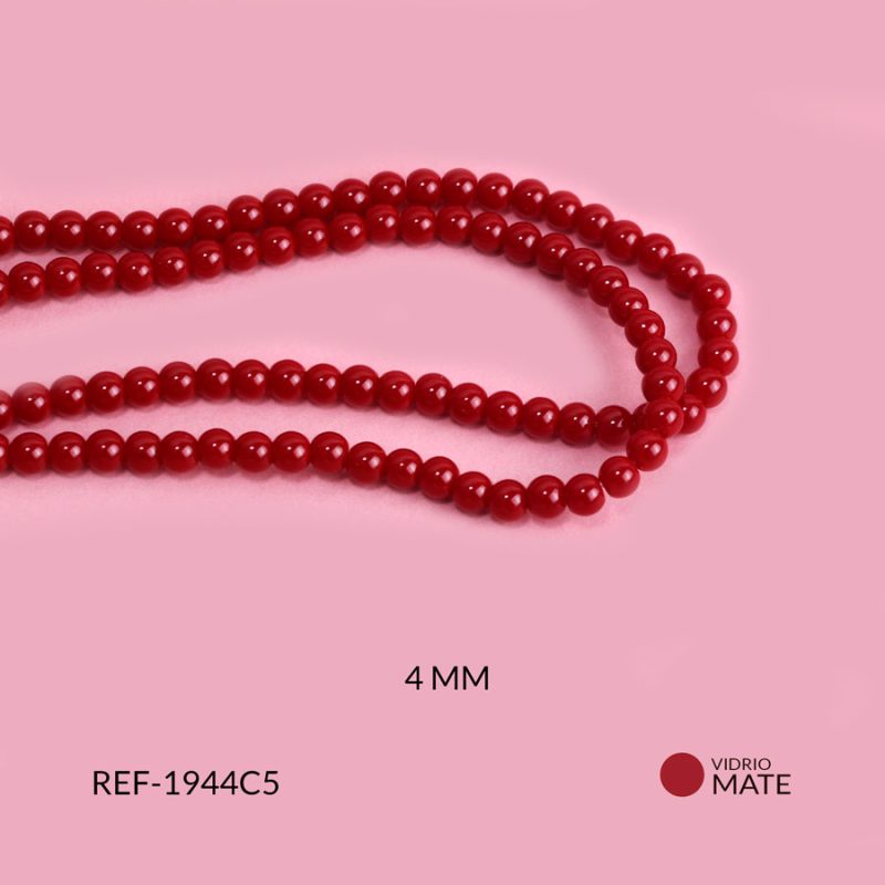 Vidrio fino rojo mate 4mm / x sarta / Ref-1944C5 / Ref-1944C5