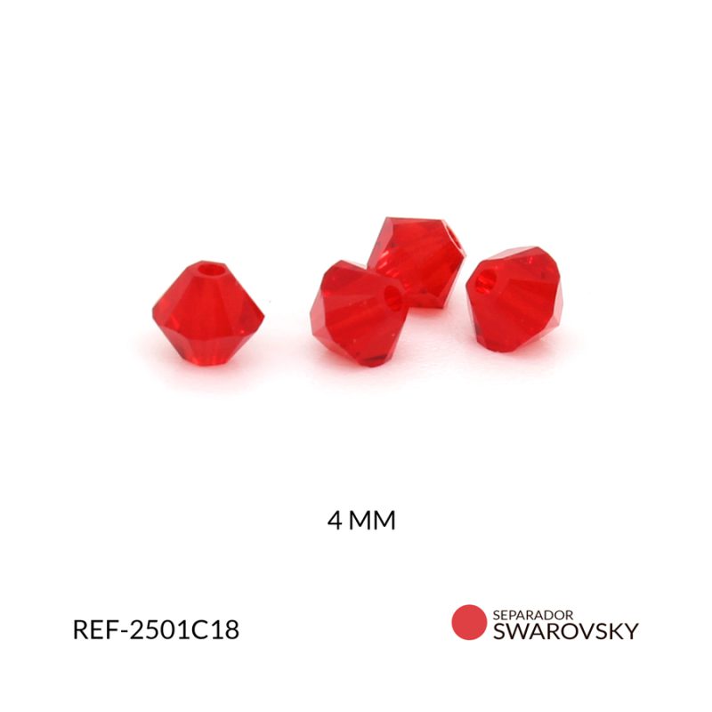 SW rombo 4mm color rojo siam 4mm / paquete x 6 unidades / Ref-2501C18