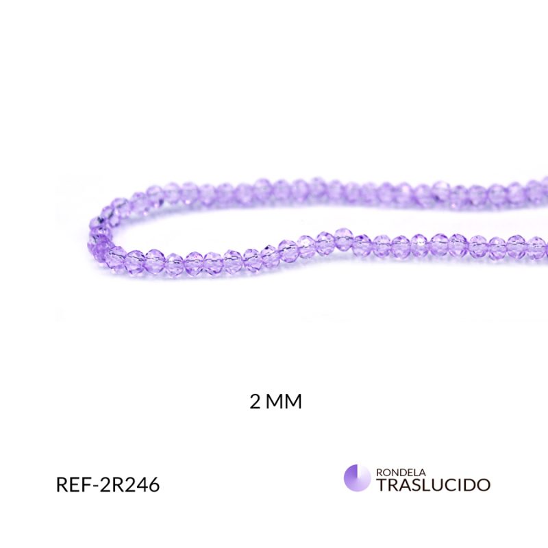 Rondela traslucido morado lila 2mm / x sarta / Ref-2R246
