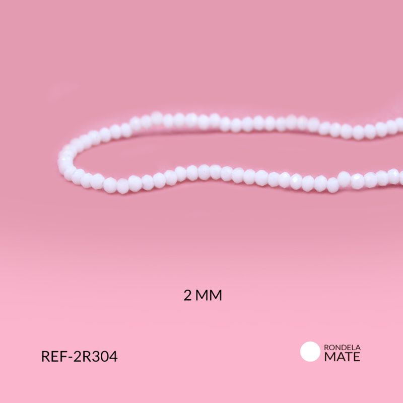 Rondela mate blanco leche 2mm / x sarta / Ref-2R304