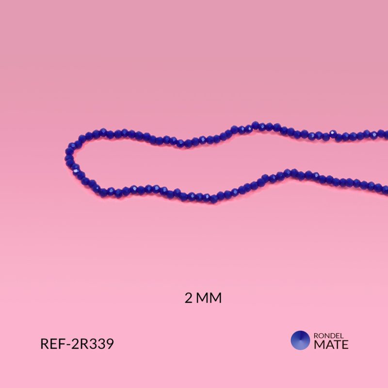 Rondel mate azul rey 2mm / x sarta / Ref-2R339 / Ref-2R339