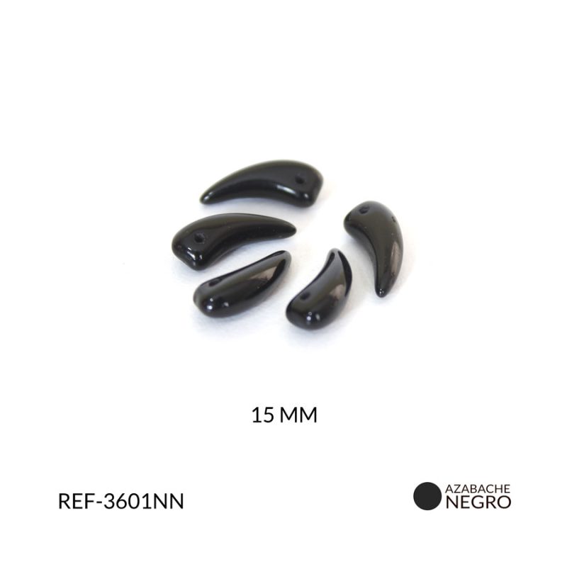 DIJE AZABACHE VIDRIO CACHO NEGRO 15MM / PAQUETE x 12 UND / Ref-3601NN