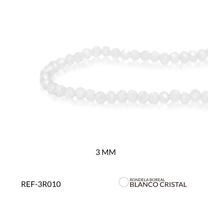 Rondel Boreal 3 mm color Blanco cristal / x sarta / Ref-3R010