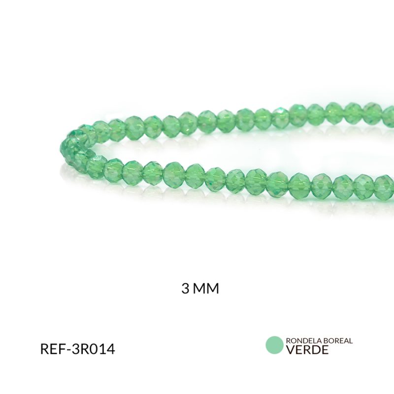Rondela Boreal 3 mm color verde limon / x sarta / Ref-3R014
