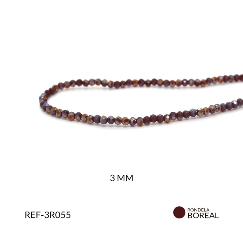 Rondela Boreal color rojo mora 3mm / x sarta / Ref-3R055