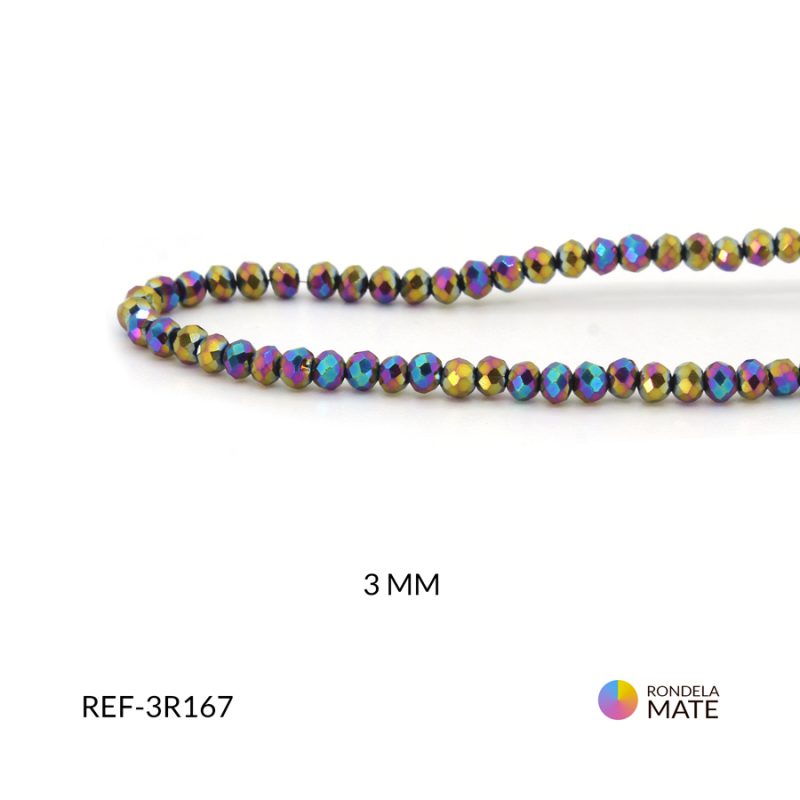 Rondela Metalizado 3 mm Arcoiris / x sarta / Ref-3R167 / Ref-3R167