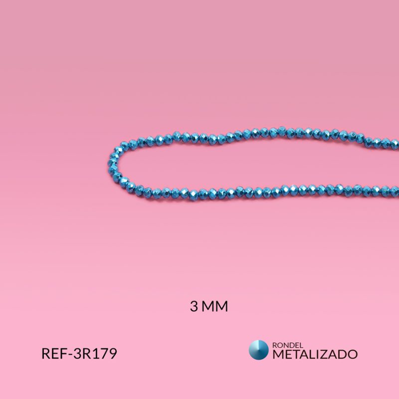 Rondel metalizada azul zafiro 3mm / x sarta / Ref-3R179 / Ref-3R179